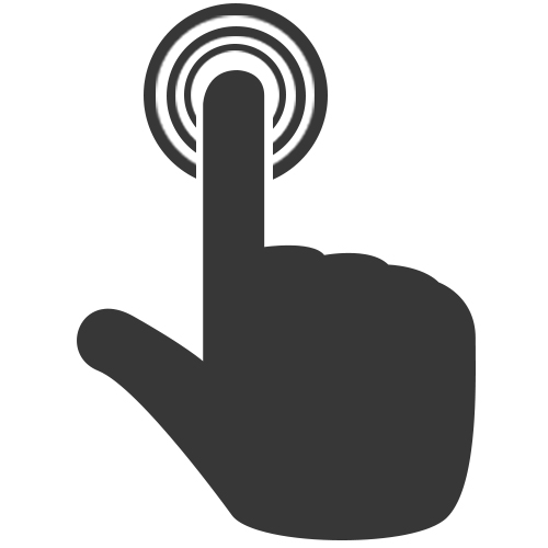 icon with a hand pressing a button