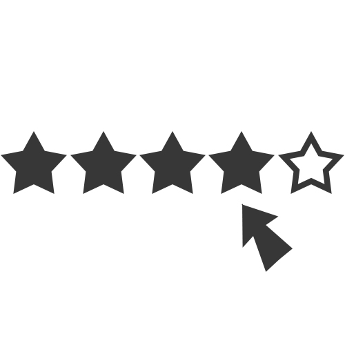 vector of star ratings and a mouse pointer near the fourth star
